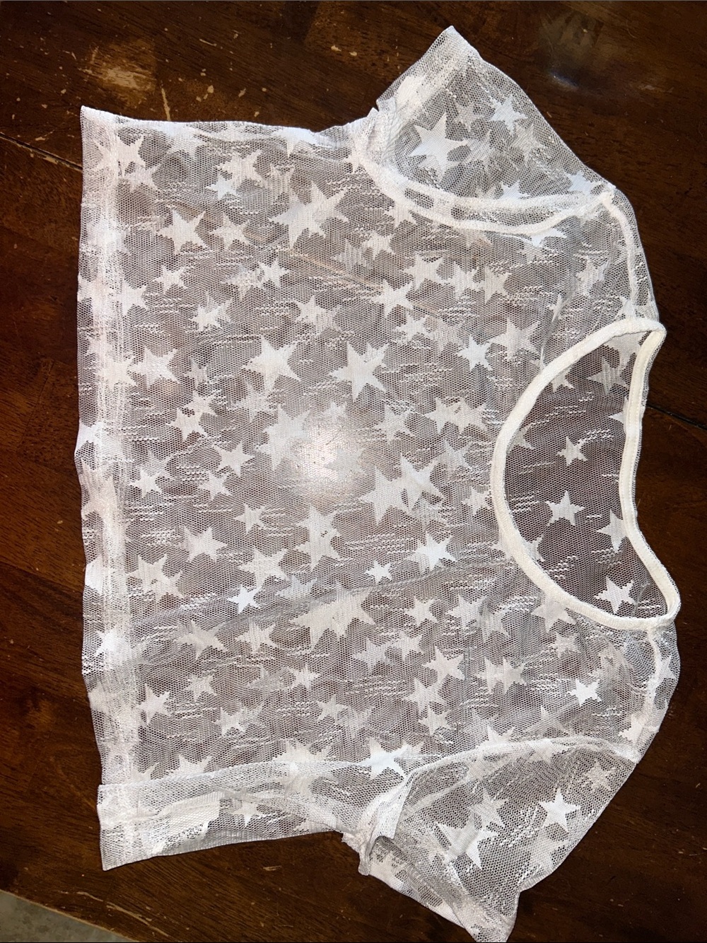 SHEIN White Star Mesh Short Sleeve Tunic Top